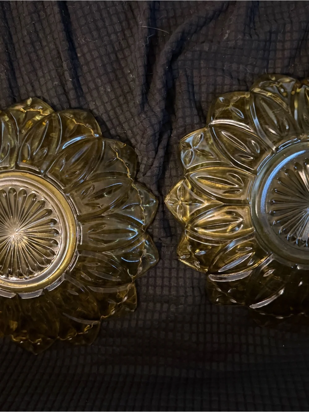 Vintage Sunburst Glass Bowls - Amber Tint (Set of 2)